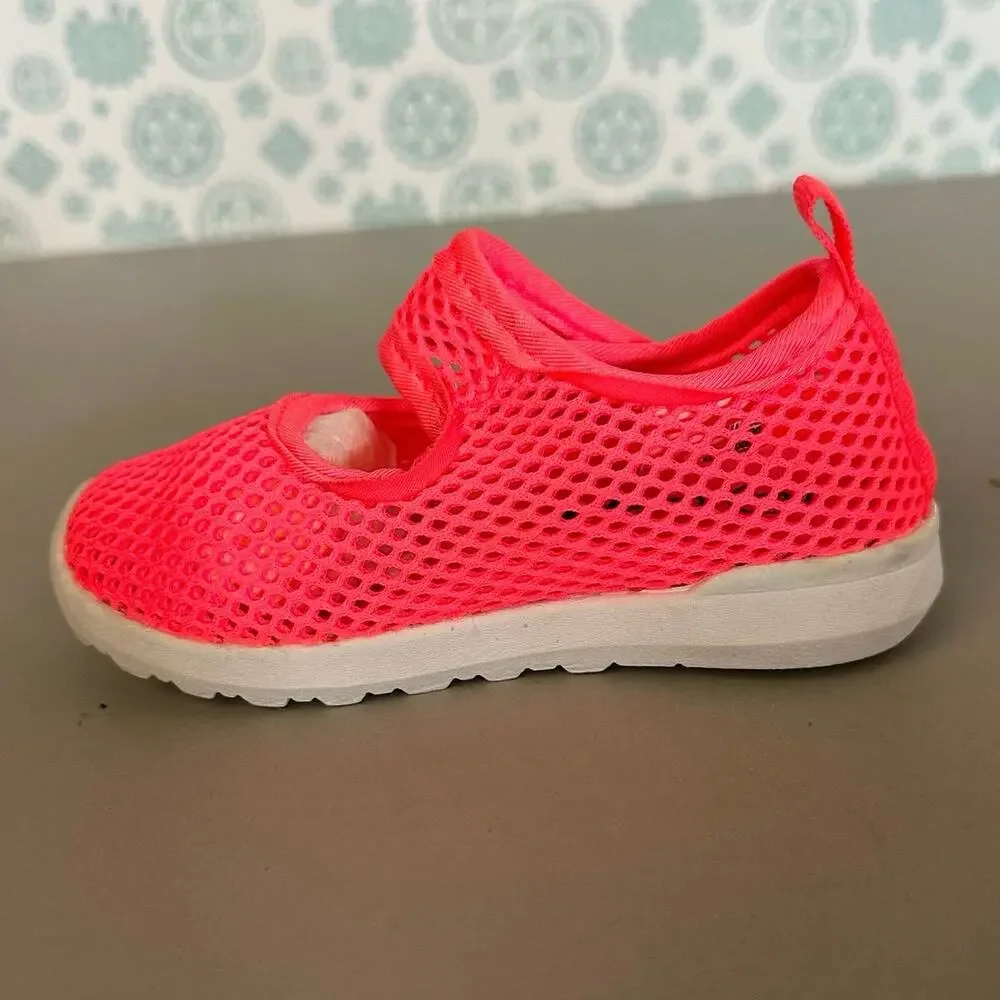 Cat & Jack Girls Toddler Size 6 Water Shoes Pink‎ Mesh Beach Rubber Bottoms